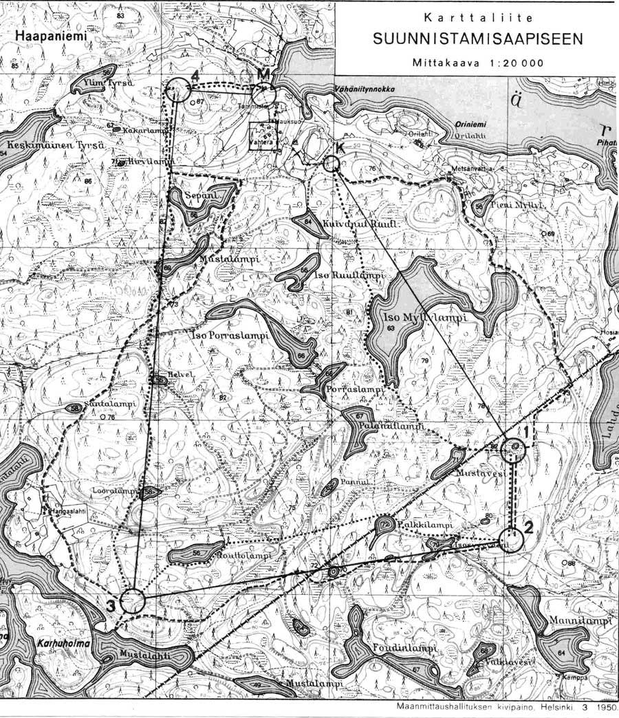 Karttanäyte vuodelta 1950